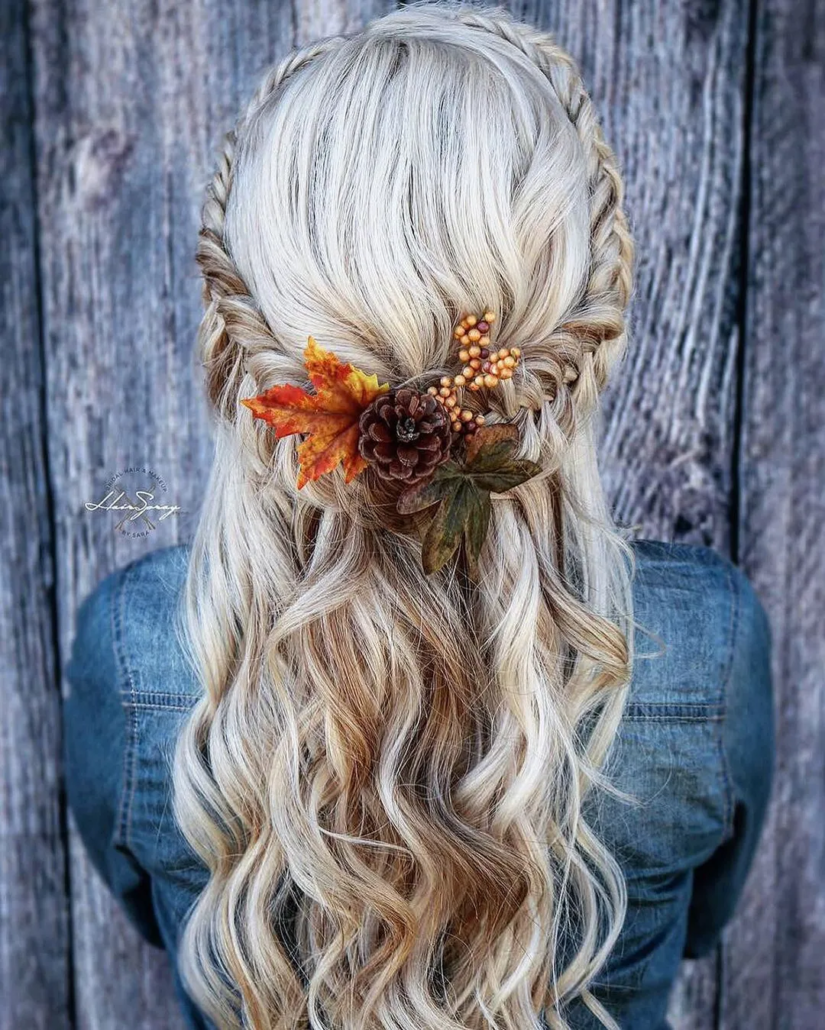 مدل مو عروس پاییزی برای موهای بلند